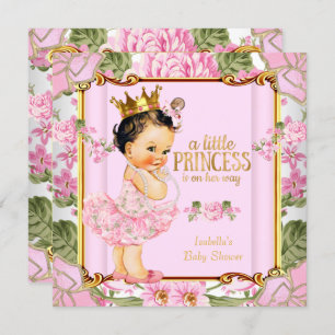 Princess Baby Dusche Rosa Rose Brünett Einladung