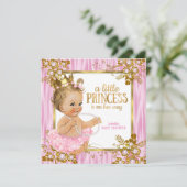 Princess Baby Dusche Rosa Seide Blondine Einladung (Stehend Vorderseite)