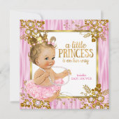 Princess Baby Dusche Rosa Seide Blondine Einladung (Vorderseite)