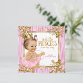 Princess Baby Dusche Rosa Seide Brünett Einladung (Stehend Vorderseite)