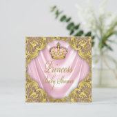 Princess Baby Dusche Rosa und Gold Satin Einladung (Stehend Vorderseite)