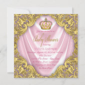 Princess Baby Dusche Rosa und Gold Satin Einladung (Rückseite)