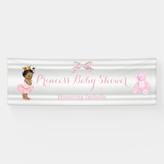 Princess Baby Dusche Rosa Weißes Ethnisch Banner (Horizontal)