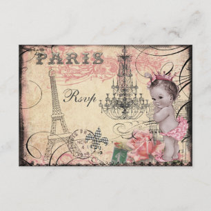 Princess Baby Eiffel Tower & Chandelier UAWG RSVP Karte