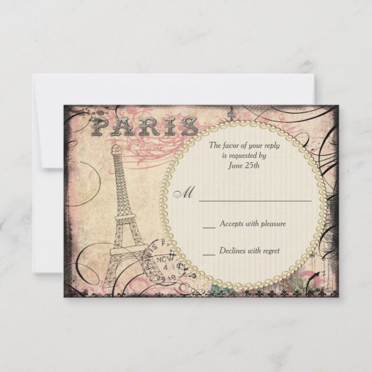 Princess Baby Eiffel Tower & Chandelier UAWG RSVP Karte (Rückseite)