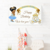 Princess Baby Girl Carriage Blue Gold Banner (Insitu)