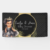 Princess Baby Gold Black Baby Dusche Banner (Horizontal)