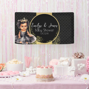 Princess Baby Gold Black Baby Dusche Banner