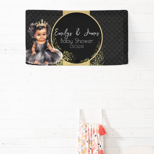Princess Baby Gold Black Baby Dusche Banner (InSitu)