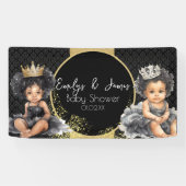 Princess Baby Gold Black Baby Twins Dusche Banner (Horizontal)