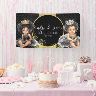 Princess Baby Gold Black Baby Twins Dusche Banner