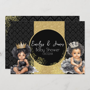 Princess Baby Gold Black Baby Twins Dusche Einladung
