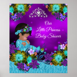 Princess Baby Shower Aquamarin Blue Lila Girl 2 Poster