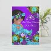 Princess Baby Shower Aquamarin Blue Lila Girl Einl Einladung (Stehend Vorderseite)