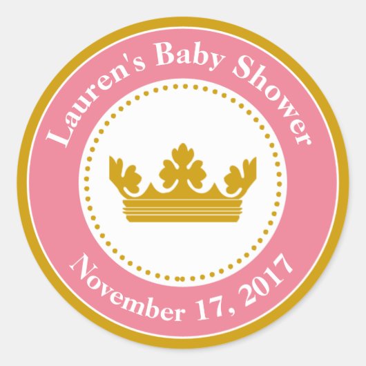 Princess Baby Shower bevorzugt Sticker Pink Girl (Vorderseite)