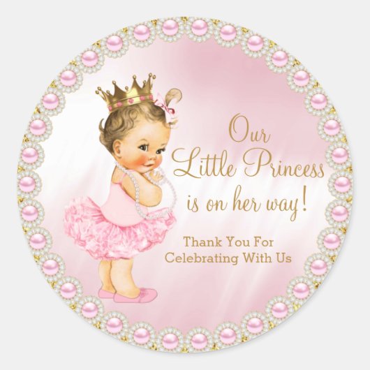 Princess Baby Shower Classic Round Sticker (Vorderseite)
