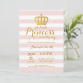 Princess Baby Shower Einladung Rosa und Gold (Stehend Vorderseite)