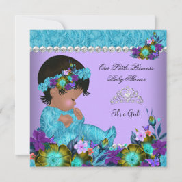 Princess Baby Shower Girl Aquamarin Blue Lila Einladung