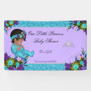 Princess Baby Shower Girl Aquamarin Blue Lila Ethn Banner