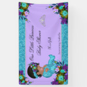 Princess Baby Shower Girl Aquamarin Blue Lila Ethn Banner (Vertikal)