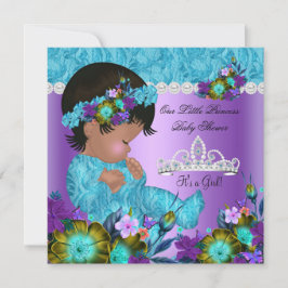 Princess Baby Shower Girl Aquamarin Blue Lila Neu Einladung