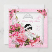 Princess Baby Shower Girl Butterfly Pink Rose Einladung (Vorderseite)