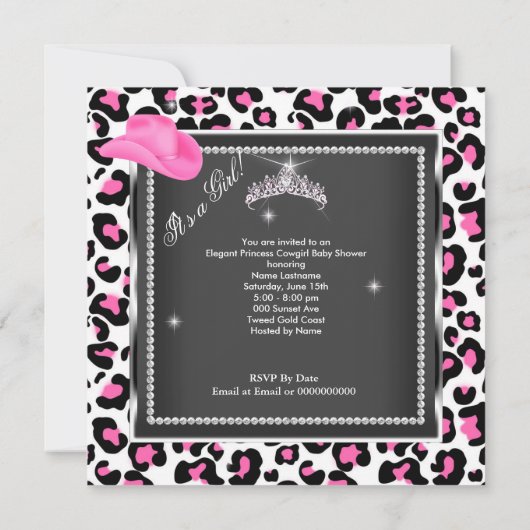 Princess Baby Shower Girl Cowgirl Blonde Einladung (Rückseite)