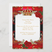 Princess Baby Shower Girl Gold Rote Rose Ethnisch Einladung (Rückseite)