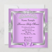 Princess Baby Shower Girl Lavender Silver Diamond Einladung (Rückseite)