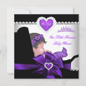 Princess Baby Shower Girl Lila Diamond Hearts Einladung (Vorderseite)
