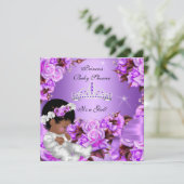 Princess Baby Shower Girl Lila Pink Rose Bow 2 Einladung (Stehend Vorderseite)