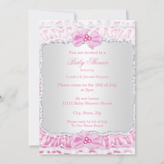 Princess Baby Shower Girl Pink Ballerina Ethnic Einladung (Rückseite)