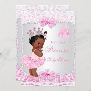 Princess Baby Shower Girl Pink Ballerina Ethnic Einladung