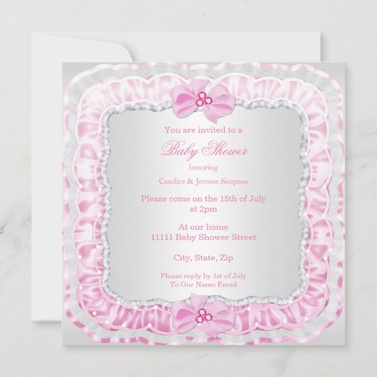 Princess Baby Shower Girl Pink Ballerina Ethnic Einladung (Rückseite)