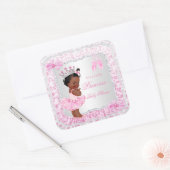 Princess Baby Shower Girl Pink Ballerina Ethnic Quadratischer Aufkleber (Umschlag)