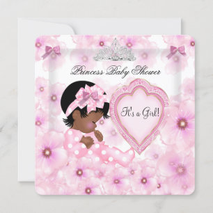 Princess Baby Shower Girl Pink Blumenherz Einladung