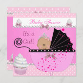 Princess Baby Shower Girl Pink Cupcake Sprinkle Einladung (Vorne/Hinten)