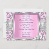 Princess Baby Shower Girl Pink Grau Leopard 2 Einladung (Rückseite)