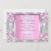 Princess Baby Shower Girl Pink Grau Leopard 4 Einladung (Rückseite)