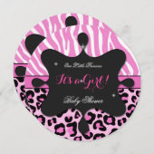 Princess Baby Shower Girl Pink Leopard Zebra 2 Einladung (Vorne/Hinten)