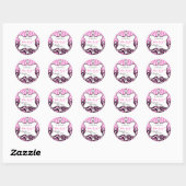 Princess Baby Shower Girl Pink Leopard Zebra Runder Aufkleber (Blatt)