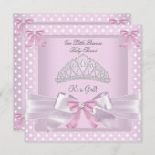 Princess Baby Shower Girl Pink Polka Dots Bow Einladung (Vorne/Hinten)