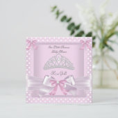 Princess Baby Shower Girl Pink Polka Dots Bow Einladung (Stehend Vorderseite)