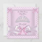 Princess Baby Shower Girl Pink Polka Dots Bow Einladung (Vorderseite)