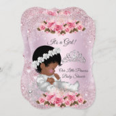 Princess Baby Shower Girl Pink Roses ethnische Einladung (Vorne/Hinten)