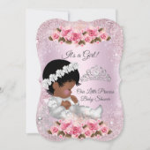 Princess Baby Shower Girl Pink Roses ethnische Einladung (Vorderseite)