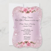 Princess Baby Shower Girl Pink Roses ethnische Einladung (Rückseite)