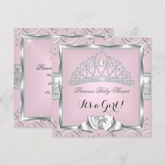 Princess Baby Shower Girl Pink Silberklee Einladung