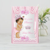 Princess Baby Shower Girl Pink Silk Einladung (Stehend Vorderseite)
