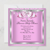 Princess Baby Shower Girl Pink Silver Diamond Einladung (Rückseite)
